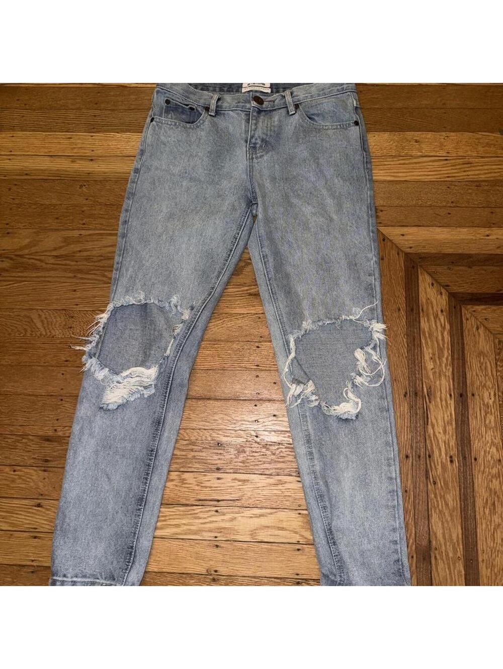 One Teaspoon light-wash distressed denim jeans